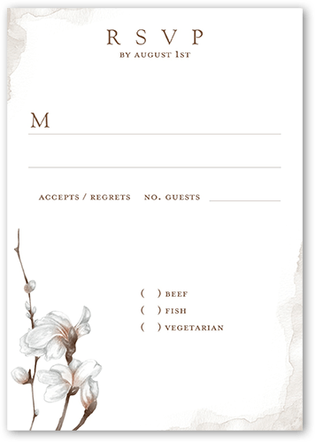 Blossoms of Love Wedding Response Card, Black, Matte, 100% Recycled Cardstock , Square