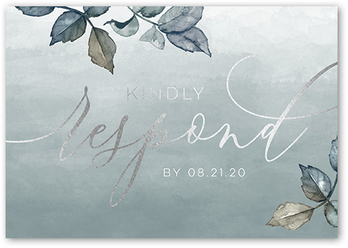Gleaming Garden Wedding Response Card, Grey, Silver Foil, Matte, Pearl Shimmer Cardstock, Square
