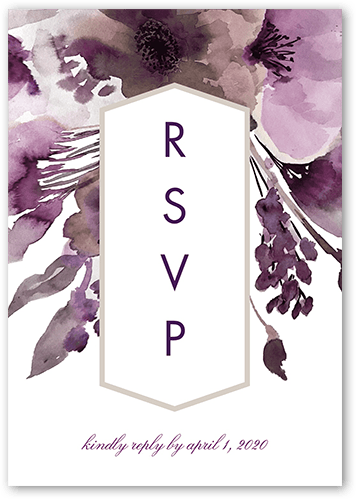 Abstract Bouquet Wedding Response Card, Purple, Matte, Signature Smooth Cardstock, Square