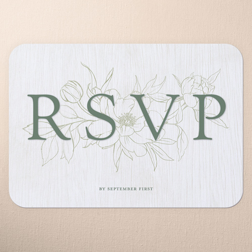 Etched Floral Wedding Response Card, Green, 100% Recycled Cardstock ?, Rounded