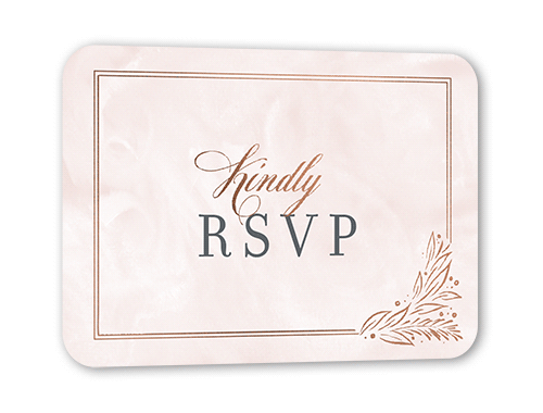 So Lovely Wedding Response Card, Pink, Rose Gold Foil, Pearl Shimmer Cardstock, Rounded