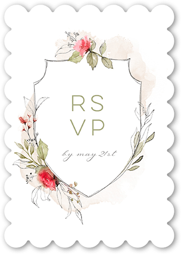 Lustrous Ampersand Wedding Response Card, Red, Pearl Shimmer Cardstock, Scallop