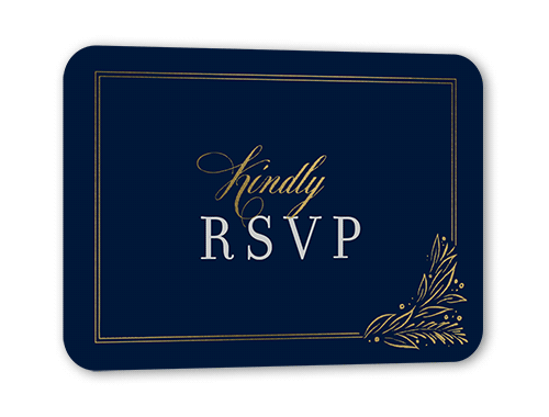 So Lovely Wedding Response Card, Gold Foil, Blue, Pearl Shimmer Cardstock, Rounded