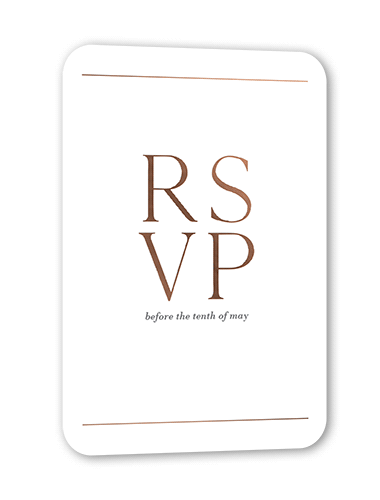 Editorial Lover Wedding Response Card, Rose Gold Foil, White, Signature Smooth Cardstock, Rounded, White