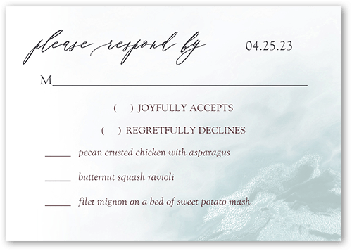 Graceful Whisper Wedding Response Card, Green, Matte, Signature Smooth Cardstock, Square