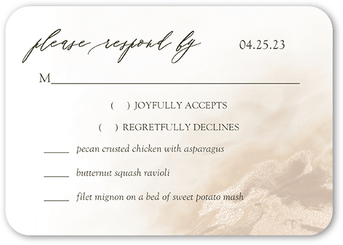 Graceful Whisper Wedding Response Card, Beige, 100% Recycled Cardstock , Rounded