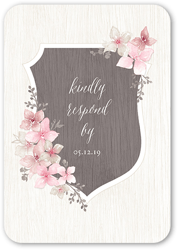 Rustic Wildflowers Wedding Response Card, Pink, Signature Smooth Cardstock, Rounded