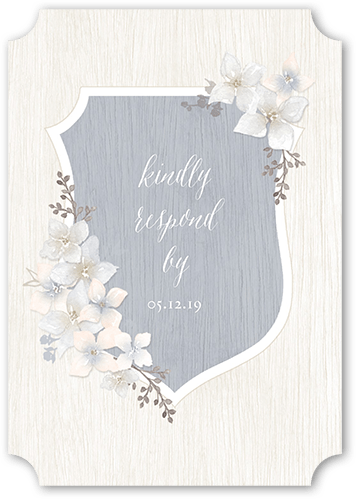 Rustic Wildflowers Wedding Response Card, Grey, Pearl Shimmer Cardstock, Ticket