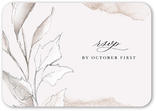 Pictorial Petals Wedding Response Card, Beige, Pearl Shimmer Cardstock, Rounded, Pearl