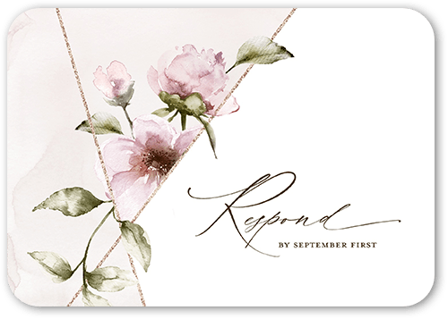 Light Floral Wedding Response Card, Pink, Signature Smooth Cardstock, Rounded, Faded Rose
