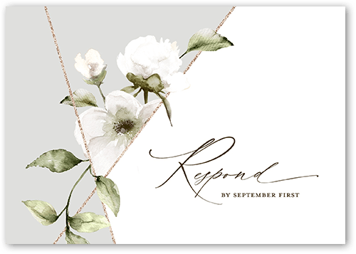 Light Floral Wedding Response Card, Grey, Matte, 100% Recycled Cardstock , Square, Silver Lining