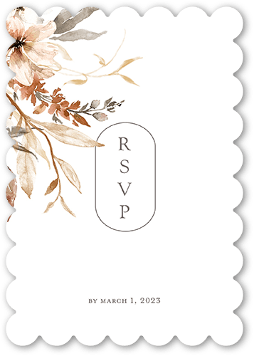 Wild Botanic Wedding Response Card, Orange, Signature Smooth Cardstock, Scallop