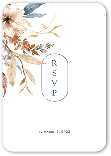Wild Botanic Wedding Response Card, Blue, Pearl Shimmer Cardstock, Rounded