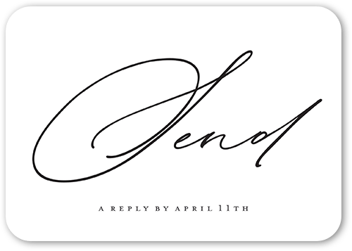 Dashing Script Wedding Response Card, White, Pearl Shimmer Cardstock, Rounded, White