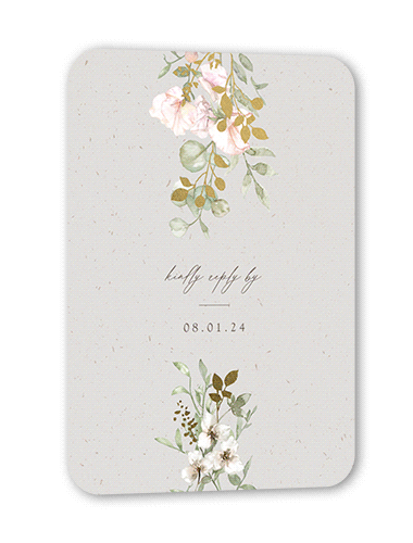 Enchanted Pastels Wedding Response Card, Gold Foil, Grey, Signature Smooth Cardstock, Rounded
