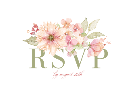 Watercolor Bouquet Wedding Response Card, Beige, Pearl Shimmer Cardstock, Rounded