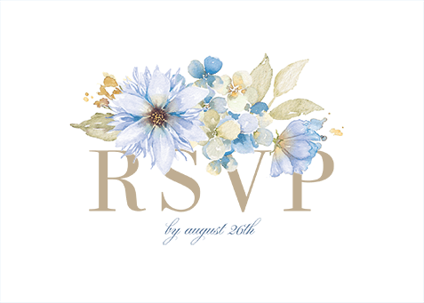 Watercolor Bouquet Wedding Response Card, Blue, Matte, Pearl Shimmer Cardstock, Square