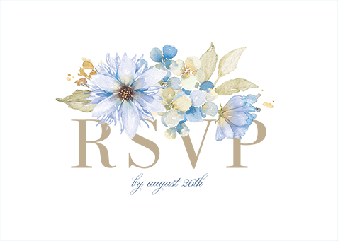 Watercolor Bouquet Wedding Response Card, Blue, Pearl Shimmer Cardstock, Ticket
