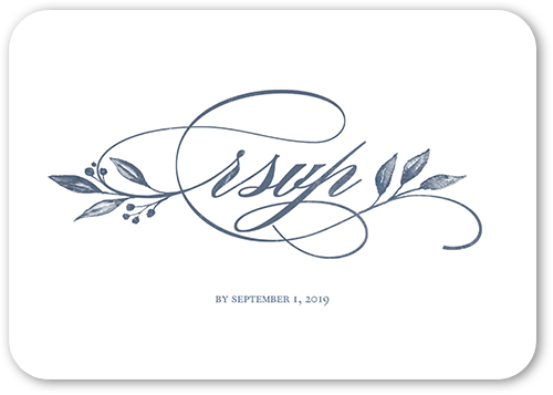 Classic Herald Wedding Response Card, Blue, 100% Recycled Cardstock , Rounded