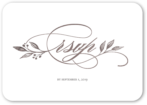 Classic Herald Wedding Response Card, Grey, Signature Smooth Cardstock, Rounded
