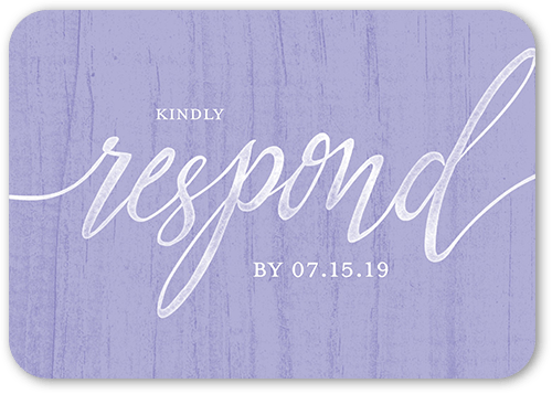 Delightful Blooms Wedding Response Card, Purple, Pearl Shimmer Cardstock, Rounded
