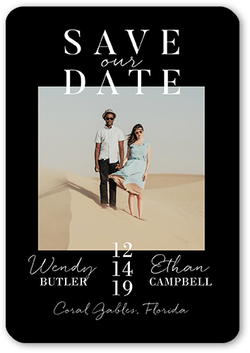 Modish Date Save The Date, Black, Magnet, Matte