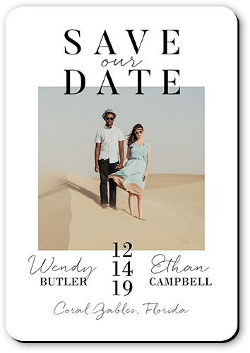 Modish Date Save The Date, White, Magnet, Matte