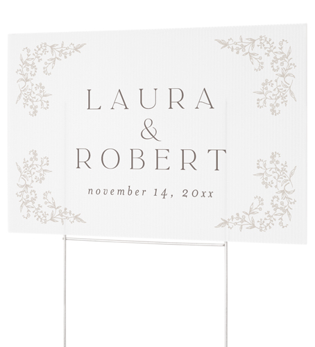 Delicate Florals Yard Sign, White