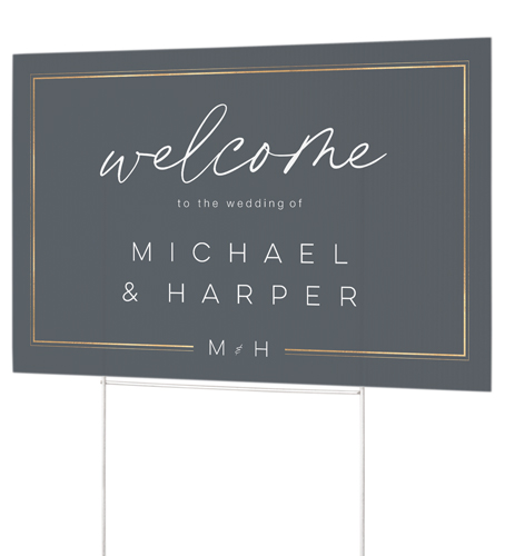 Refined Rings Yard Sign, Gray