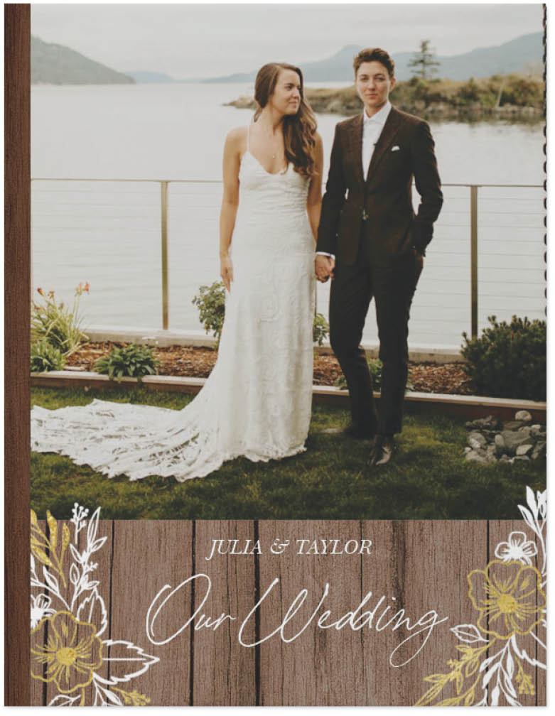 Rustic Gilded Wedding Photo Book, 11x8, Hard Cover - Glossy, PROFESSIONAL 6 COLOR PRINTING, Standard Pages