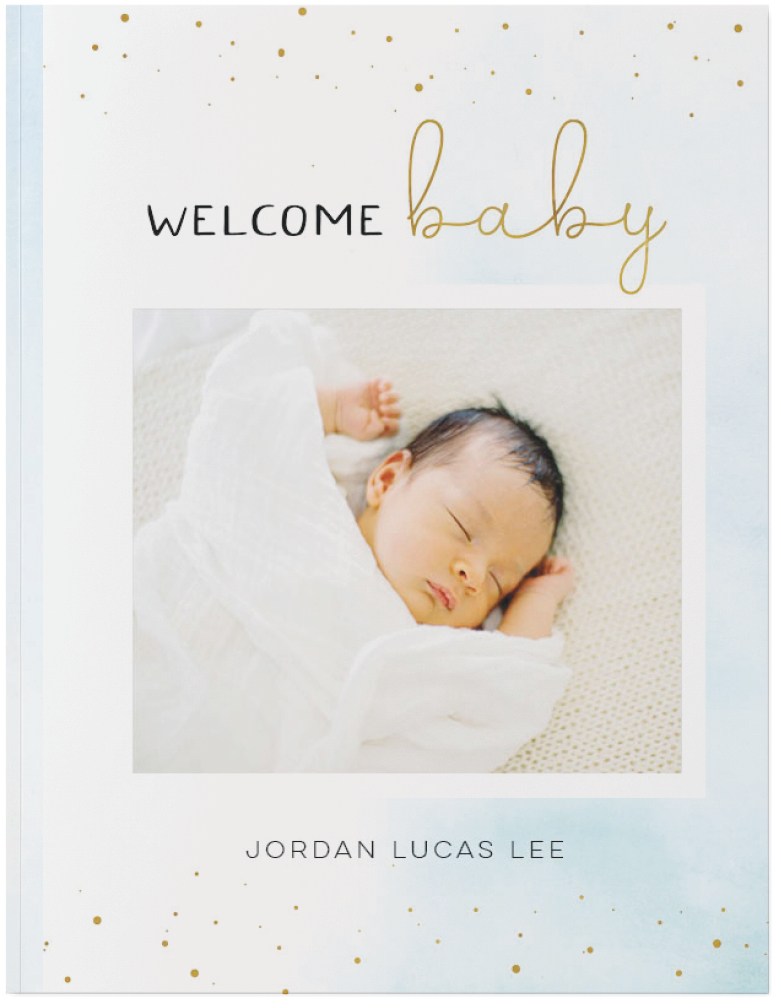 Watercolor Baby Boy Photo Book, 11x8, Soft Cover, Standard Pages