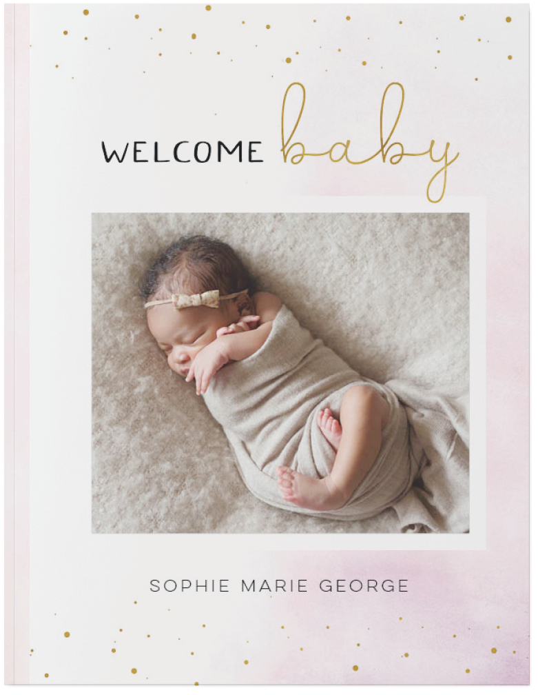 Watercolor Baby Girl Photo Book, 11x8, Soft Cover, Standard Pages