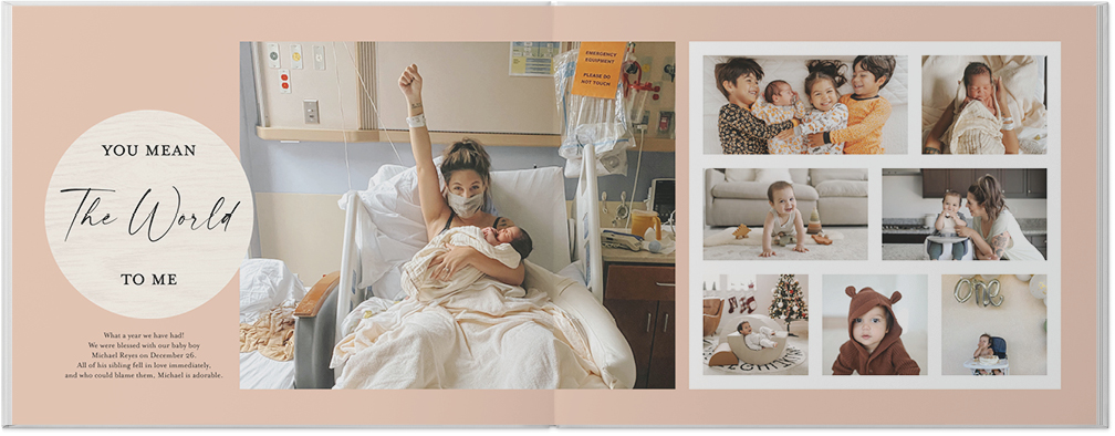 Baby's First Photo Book, 11x14, Premium Leather Cover, PROFESSIONAL 6 COLOR PRINTING, Deluxe Layflat