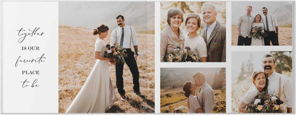 Simple Elegant Wedding Photo Book, 8x11, Premium Leather Cover, Deluxe Layflat