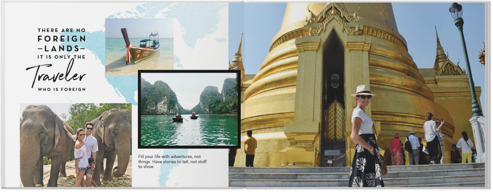 Travel Adventures Photo Book, 11x14, Premium Leather Cover, Deluxe Layflat