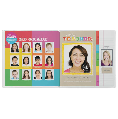 Grade School Yearbook Photo Book, 8x8, Professional Flush Mount Albums, Flush Mount Pages