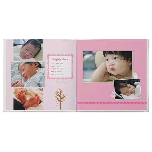 Oh Baby Girl Photo Book, 8x8, Professional Flush Mount Albums, Flush Mount Pages