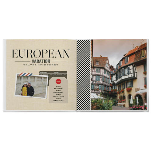 Passport to Europe Photo Book, 12x12, Professional Flush Mount Albums, Flush Mount Pages