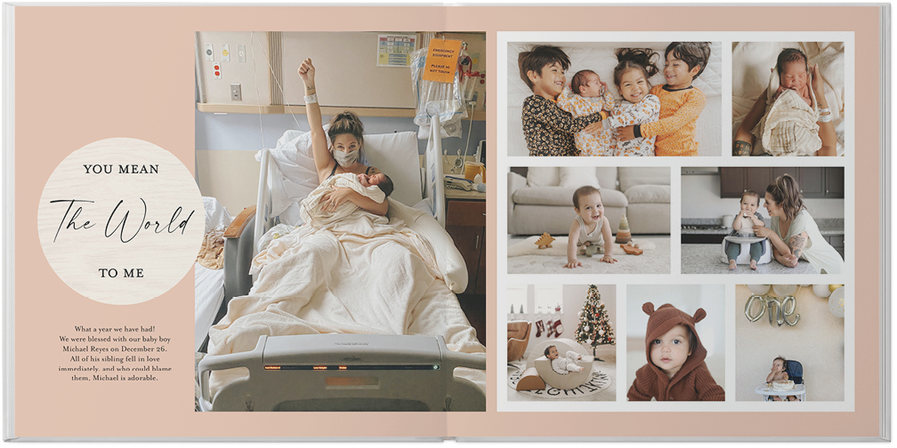 Baby's First Photo Book, 8x8, Premium Leather Cover, PROFESSIONAL 6 COLOR PRINTING, Deluxe Layflat