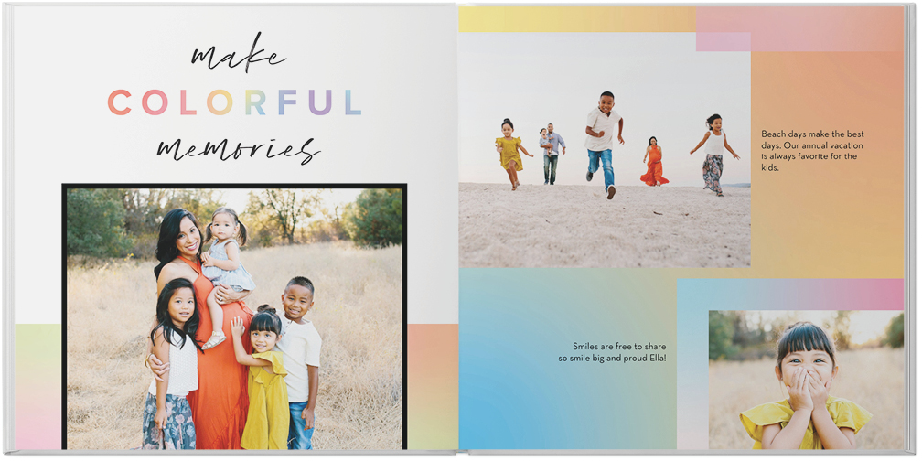 Colorful Gradients Photo Book, 12x12, Premium Leather Cover, Deluxe Layflat