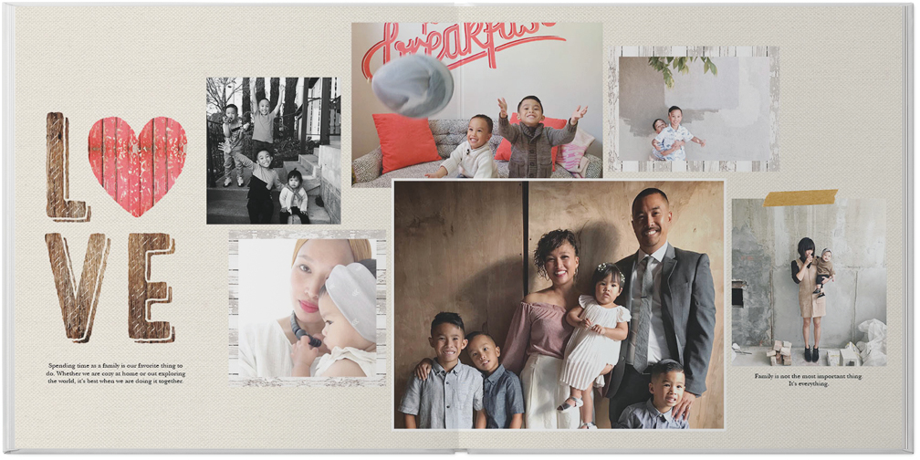 Everyday Rustic Photo Book, 8x8, Premium Leather Cover, PROFESSIONAL 6 COLOR PRINTING, Deluxe Layflat