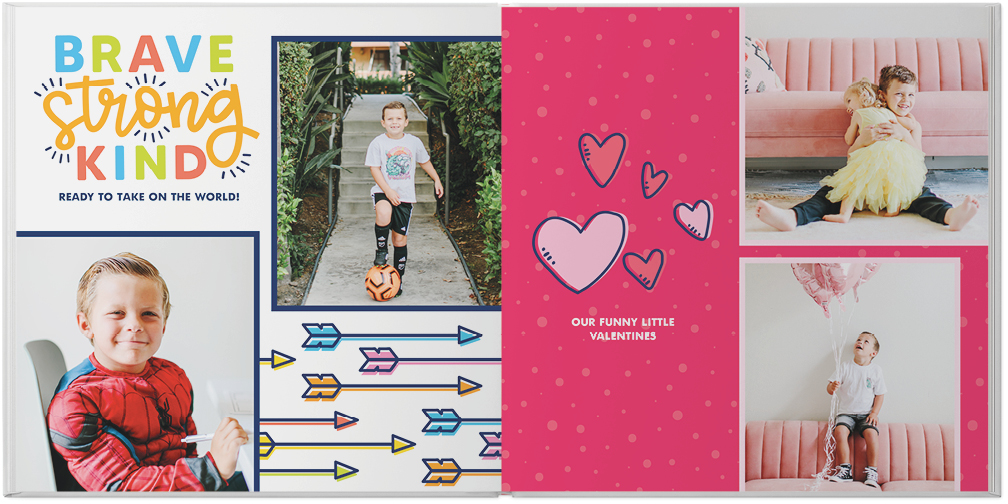 Bright and Bold Kids Year in Review by Sarah Hawkins Designs Photo Book, 8x8, Premium Leather Cover, Deluxe Layflat