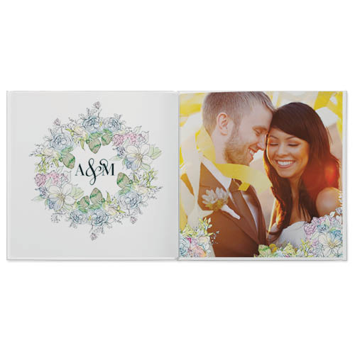 Watercolor Wedding Photo Book, 12x12, Professional Flush Mount Albums, Flush Mount Pages