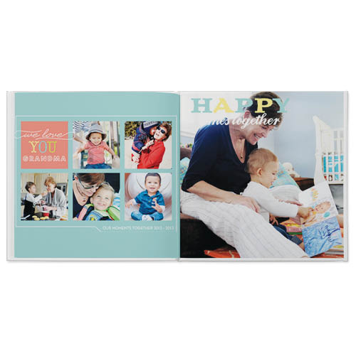 We Heart Grandparents Photo Book, 8x8, Hard Cover - Glossy, PROFESSIONAL 6 COLOR PRINTING, Standard Layflat