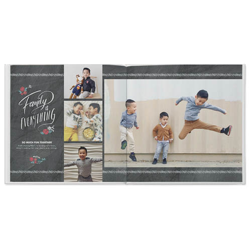 Whimsy Chalkboard Photo Book, 8x8, Professional Flush Mount Albums, Flush Mount Pages